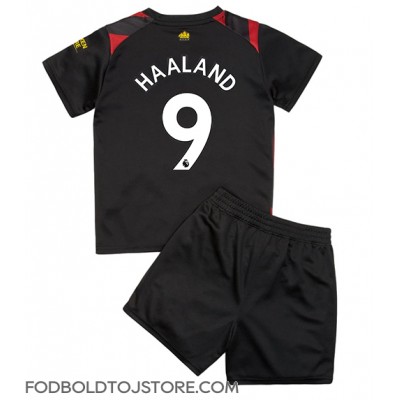Manchester City Erling Haaland #9 Udebanesæt Børn 2022-23 Kortærmet (+ Korte bukser)